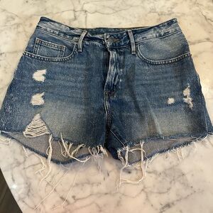 Frame Le Grand Garçon Denim Shorts Size 27 Distressed